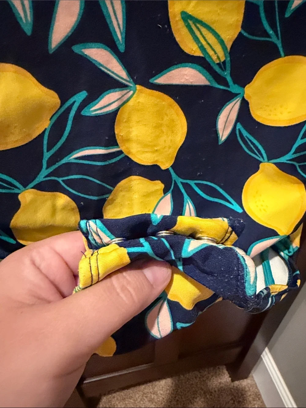 Cat & Jack Girls' Navy & Yellow Lemon Print Long-Sleeve Rashguard